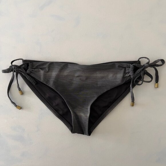 Vitamin A Grey Striped Ruched Butt Swimsuit Bottom - Picture 1 of 5